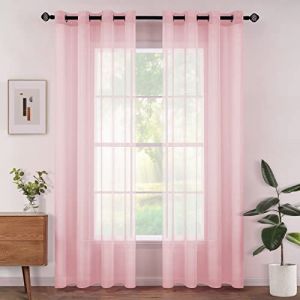 Woaboy Lot de 2 Rideaux Voilage à Oeillet Rideau Semi-Transparent intérieurs pour Chambre Salon Maison 140x225 cm Rose (fengjin home, neuf)