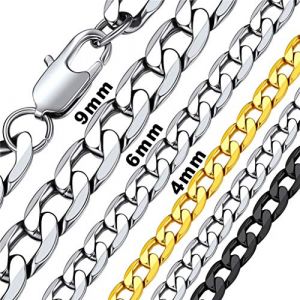 Bandmax Grosse Chaîne Homme Maille Gourmette Inoxydable 9cm Collier Longue Acier 76cm (Bandmax Direct, neuf)