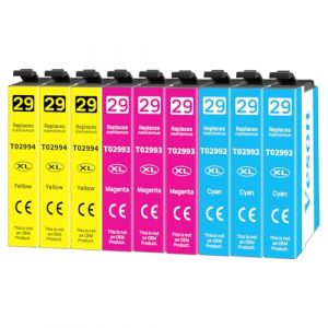 29XL Cartouches d'encre Compatibles pour Epson 29 XL avec Epson XP-352 XP-342 XP-442 XP-452 XP-335 XP-345 XP-245 XP-235 XP-247 XP-255 XP-432 XP-435 XP-445 XP-455 XP-355 (3 Cyan, 3 Magenta, 3 Jaune) (Evelyy, neuf)