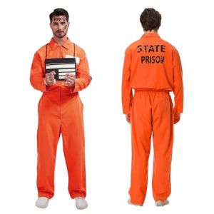 Ntwdby D&eacute;guisement de Prisonnier Orange, Costume de prisonnier, Combinaison Prisonnier Homme, Tenue Prisonnier Oranges Unisexe, Orange Prisons Costume Halloween carnaval Cosplay (L) (Ntwdbyy, neuf)
