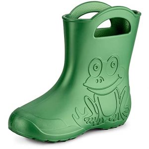 Ladeheid bottes de pluie femme ultra l&eacute;g&egrave;res en EVA imperm&eacute;ables semelle antid&eacute;rapante poign&eacute;es faciles motif grenouille LA-CA-09 (Vert &Eacute;meraude, 40/41 EU) (Hisert, neuf)