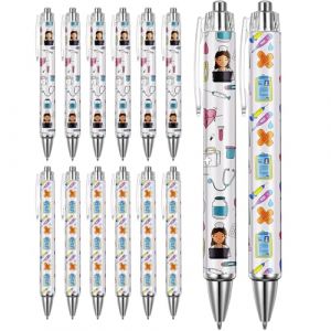 Clabby 12 Stylo &agrave; Bille Infirmi&egrave;re Mignon Stylos d'Infirmi&egrave;re R&eacute;tractable Dessin Anim&eacute; M&eacute;decin Stylo Infirmi&egrave;re Accessoires M&eacute;decin Dr&ocirc;le Infirmi&egrave;re Cadeaux pour Infirmi&egrave;res M&eacute;decins (12) (Yuenwing, neuf)