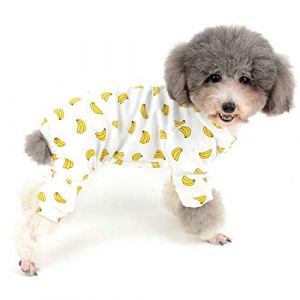 Zunea Combinaison Pyjama pour Petit Chien Adorable Salopette Donut Banane Souris Canard Football Motif Canard Vêtements Unisexe Quatre Jambes Coton Vêtements de Couchage pour Animaux Chats Chiots (Qingqiuk, neuf)