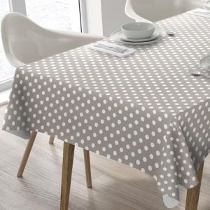 Home Direct Nappe Toile cirée PVC Rectangulaire 140 x 240 cm à Pois Beige Gris (HD Home Direct Ltd, neuf)