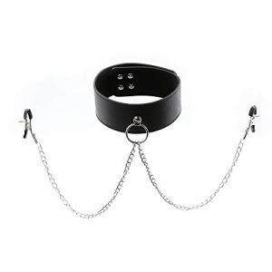 Jouet de laisse réglable en cuir PU avec collier ras du cou Punk (LEOTENG XAU, neuf)