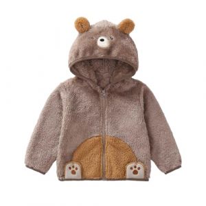 Generisch Jolie veste &agrave; capuche pour enfant - Veste polaire thermique confortable - Respirante - Baggy - Veste demi-saison - Fermeture &eacute;clair - Sweat &agrave; capuche doubl&eacute; en polaire, Kaki-6, 4-5 ans (LXiFengGK, neuf)