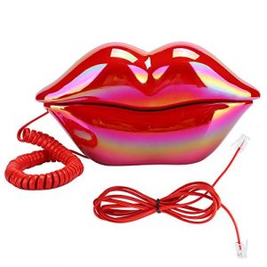 FOLOSAFENAR Rouge Bouche T&eacute;l&eacute;phone, Filaire Sexy de T&eacute;l&eacute;phone Fixe Rose &Agrave; La Mode Nouveaut&eacute; Int&eacute;ressant T&eacute;l&eacute;phone pour D&eacute;corer Le Bureau et Envoyer des Amis (Rouge) (Yumujo, neuf)
