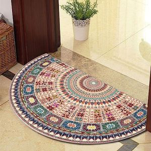 Guest Ruyunlai Paillasson Tapis D'entréE Demi Lune IntéRieur Dexterieur pour Terrasse Rond Exterieur Entree D’entree Interieur Absorbant Bordure Bleue 50x80cm (Guest Ruyunlai, neuf)