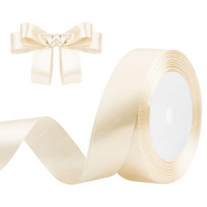 Ruban de Satin Beige 25mm x 23m Beige Ruban Cadeau Ruban de Satin pour L'emballage de Cadeaux, Bricolage, Couture, Décorations de Mariage, Décorations de Noël (DekoBander, neuf)