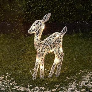 TQEBWUS Décorations De Noël De Renne Extérieur, 3 Renne Noel Exterieur LED, Cerf Illuminé Décor Noël, Ornement De Wapiti Debout Extérieur Pour Cour, Pelouse, Cadeaux Lumineux À Piles 42x27cm (gariet, neuf)