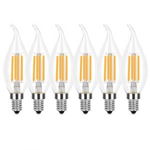 HUAMu Ampoule Flamme LED E14 Dimmable, 6W Equivalent &agrave; Ampoule Halog&egrave;ne Incandescente 60W, Blanc Chaud 2700K, Flamme Bougie LED encastrable, 360&deg; Faisceau, 600lm, IRC>80, Lot de 6 (HUAMu, neuf)