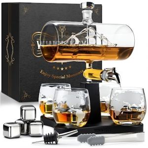 WHISISKEY Carafe Whisky - Carafe à Whisky - 1100ML - Coffret Cadeau Homme - Coffret Whisky Luxueux - Idee Noel - Decanter avec 4 Verre à Whisky, 4 Pierre a Whisky, Whiskey Accessories (AWEMOZ, neuf)