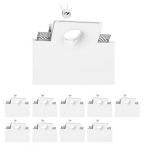 ledscom.de 10 pi&egrave;ces plafonnier encastr&eacute; GIEDI, pl&acirc;tre, blanc mat, 12 x 12cm, 1x GU10 max. 15W (LEDs Com GmbH, neuf)