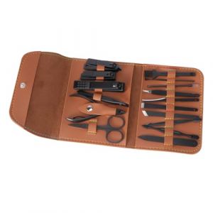 Beatifufu 1ensemble Kit De Ciseaux à Acier Inoxydable Avec Étui Cuir Outils De Manucure Et Pédicure Pour Usage Domestique Couleur Marron (Camprilli, neuf)
