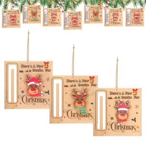 Ornement porte-argent &ndash; ​​Bo&icirc;te de distribution d&rsquo;argent en bois, conteneur cadeau saisonnier, d&eacute;coration d&rsquo;arbre festif, souvenir de vacances, pendentif en bois fait &agrave; la main | La bo&icirc;te am&eacute;li (LinVibeLiang, neuf)