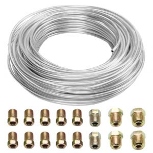 MOCNT 10m Tuyau de Frein de Voiture 3/16" 4,75mm Tuyau de Frein Argent Zinc Revêtement Kit de Conduite de Frein Replacement Auto Tube Tuyau de Carburant Frein avec 16 écrous (Nimbalo, neuf)