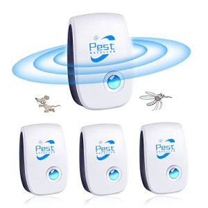 R&eacute;pulsif Ultrason Anti-Rongeurs Insectes, 4 Pcs Ultrason Anti Moustique Ultrason Souris et Rats, Int&eacute;rieur R&eacute;pulsif &Eacute;lectronique Insectes pour Souris, Rats Fourmis Araign&eacute;es Moustiques (EU PARNUO, neuf)