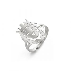 Amaxer Bague origami loup renard couronne roi lion r&eacute;glable g&eacute;om&eacute;trique creux en acier inoxydable bague pour les amoureux des animaux unisexe, Acier inoxydable, Cristal (amaxer, neuf)