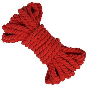 LEREATI Corde Macram&eacute; 8mm x 10m Fil pour Macram&eacute; Fil Coton Naturelle Grosse Corde Ficelle Macram&eacute;, Cordelette 8mm pour Bricolag Tricoter Mural Plante Suspendue Boho Decoration (Rouge) (LEREATI, neuf)