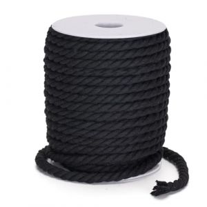 KINGLAKE 8mm Cordon en Coton Epais, 20M Corde Macrame Tressée, Corde Decorative pour Loisirs Créatifs, Suspension Murale, Suspension de Plantes, Tricot, Jardinage-Noir (JH Gardening, neuf)