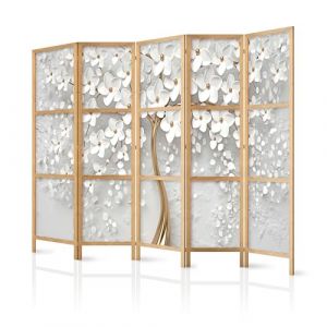 murando - Paravent Intérieur Japonais 225x172 cm - Séparateur de Pièce en Bois Naturel et Toile Imprimée - Cloison de Séparation pour Chambre - Paravent Oriental Portable et Pliable b-B-0475-bh-c (murando, neuf)