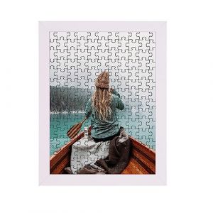 Rahmendesign24 Milano Cadre pour puzzle, env. 300-500 pièces, 36 x 48 cm, 48 x 36 cm, blanc (brillant) avec verre acrylique (Rahmendesign24, neuf)