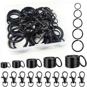 HavaCue Lot de 60 Noir Crochet Porte Clef Et Anneaux Porte Cl&eacute;,M&eacute;tal Porte Cl&eacute; Mousqueton,15mm/20mm/25mm/28mm/30mm Anneau Porte Cl&eacute; pour Porte cl&eacute;s, Porte Cl&eacute;s DIY (QIUSHIDZ, neuf)