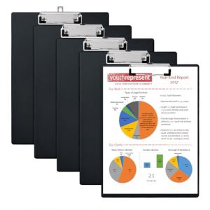 Hotyin Porte Bloc A4, 5 Pièces Porte Bloc Avec Pince, Planchettes à Pince en Plastique, Porte-Bloc pour Bureau, école, Fournitures D'hôpital, Noir (PINRUI, neuf)