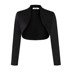 KOJOOIN Cardigan Court bol&eacute;ro Femme Cardigan Court Festif Veste &eacute;paule &eacute;l&eacute;gante ，A-Noir，S (Somso, neuf)
