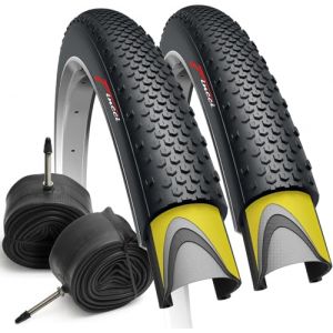 Fincci Gravel Pneus 700 x 38c avec Protection Anti Crevaison 1mm - Paire Pliable Tire 28 x 1.5 Pouces avec 2x Chambre a Air Presta 40-622, 30 TPI pour Tournée & Électrique & Route & Hybrid & VTT Velos (Fincci, neuf)