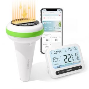 Inkbird Thermomètre Piscine WiFi Solaire avec Passerelle, Moniteur de Température et Humidité Intérieur Multifonctionnel avec Info Météo, Contrôle App, Alarmes Multiples pour Bassin,Spa,Étang (Inkbird Tech., neuf)