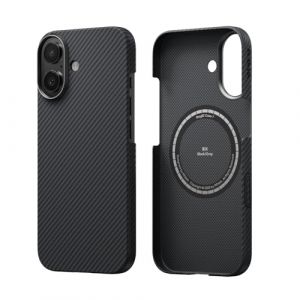 pitaka Coque Magn&eacute;tique pour iPhone 17 en Fibre Aramide de Qualit&eacute; A&eacute;ronautique avec PitaTap Bouton de l'appareil Photo Housse Compatible avec Magsafe &Eacute;tui Mince et L&eacute;ger [Ultra-Mince] Noir/Gris (PITAKAofficial, neuf)