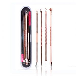 ATOMUS 4 Pcs Pimple Popper Kit Détachant Extracteur Outil En Acier Inoxydable Acné Pimple Comédon Extracteur pour Soin Du Nez Soins De La Peau avec Étui de transport En Plastique (hayou1989, neuf)