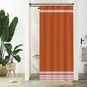 Rideau Douche Terracotta, Uiiooazy Rideau Douche Petite Boho Blanc Orange Bohème Rideau de Baignoire Anti Moisissure Imperméable Tissu Polyester Lavable Rideau Salle de Bain avec 6 Crochets 90Lx180Hcm (dongguibinjingpinxiaodianpu, neuf)