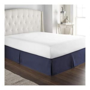 FOVAOK Cache-sommier plissé doux et confortable avec tissu infroissable et résistant à la décoloration – Literie de 38,1 cm de haut (sans plateforme) (bleu marine, 120 x 190 x 35 cm) (Haoluofangzipin, neuf)