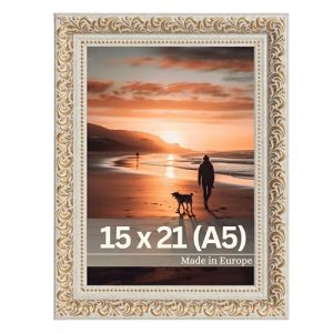 Victor Cadre Photo Rubens en 15x21 cm (A5) Or Beige - Bar: 30x20mm - Verre Véritable - Châssis pour l'image Baroque - Antique - Vintage 15x20 Doré - A5 Ancien (Victor_Store, neuf)