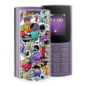 WIMSPEED Coque pour Nokia 110 4G 2023 (1.8 Pouces), Anti-Rayures Anti-Chute Silicone Souple Housse Etui Mince Transparent TPU Bumper Case Cover pour Nokia 110 4G 2023 - Graffiti (YiQin, neuf)