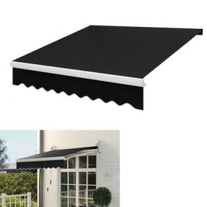 Store Banne Manuel 3/4/5x1.5m Auvent Rétractable Terrasse Extérieur, Store Banne De Balcon Rétractable, Résistant Au Vent/UV/Eau Auvent Pare-Soleil Polyester, for Patio, Arrière-Cour, Jardin, Balcon(F (哑巴湖大水怪, neuf)