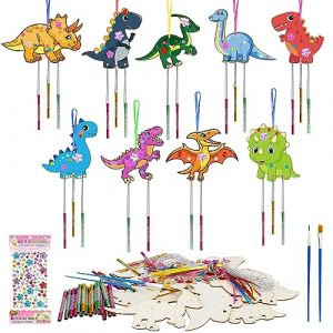 Meanju Bricolage Bateau de Pirate en Bois 10 Pièces, Bricolage Bateau Pirate Enfant Carillon à Vent, Artisanat de BAteau de PIrate à Peindre, Artisanat en Bois pour Enfants (multicolour-1) (ZHANGYUMEI LIMITED, neuf)