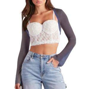 Sukiglam Bol&eacute;ro Femme Manches Longues Bolero Court en Maille Transparent &Eacute;l&eacute;gante Veste Devant Ouvert Casual Cardigan Sexy Bol&eacute;ros Manches &Eacute;vas&eacute;es Fine pour Robe de Soir&eacute;e Mariage C&eacute;r&eacute;monie (Sukiglam Store, neuf)