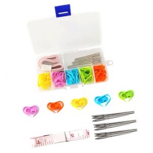 Accessoires de tricot, kit de démarrage au crochet, aiguilles à tricoter, aiguilles à crochet, marqueurs de maille en plastique, mètre ruban en tissu avec boîte de rangement pour bricoleurs (NAEANSTOER, neuf)