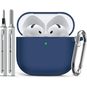 Inesore Compatible with AirPods 4 Case with Cleaning Kit, Silicone Protective Case Cover for Apple AirPod 4 (2024/ANC), Unisex Design - NavyBlue (Enbluen, neuf)