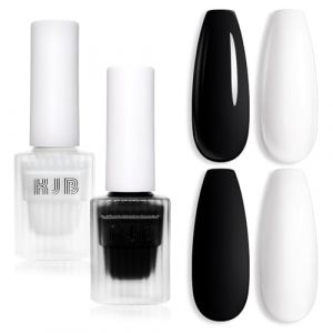 Vernis &agrave; Ongles Semi Permanent, 2 Couleurs Noir Blanc,Vernis Gel Semi-Permanent Soak-Off UV/LED Manicure Gel Lacquer Varnish pour Onglerie DIY Home, 12ml (Hejhnbpea, neuf)