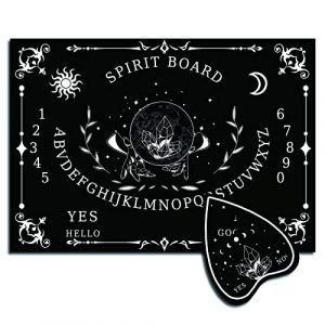 CREATCABIN Bois Spirit Board Pendule Board Bois Talking Ouija Boards with Planchette Black Dowsing Divination Game Kit Spirit Hunt Metaphysical Message cor for Wicca Pagan 11.8 x 8.3 inch-Crystal (CREATCABIN FR, neuf)
