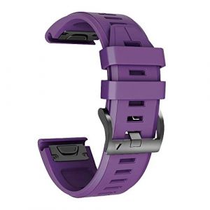 NotoCity Bracelet pour Garmin Fenix 5X, Fenix 5X Plus/Fenix 6X, Fenix 6X Pro/Fenix 7X, Fenix 3, Fenix 3 HR, 26 mm de large, en silicone, Quick-Fit, violet (NotocityEU, neuf)