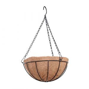 HIFROM Pots de fleurs suspendus d'ext&eacute;rieur avec cha&icirc;ne, en fibre de coco, grand volume, 20 cm de diam&egrave;tre, pots suspendus, marron (20 cm) (winwin8, neuf)