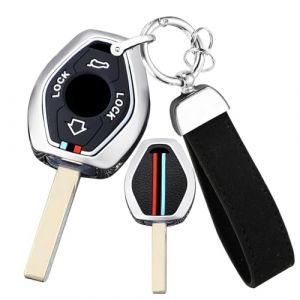 ontto Coque de cl&eacute; de voiture pour BMW S&eacute;rie 7 X3 X5 E53 Z3 Z4 S&eacute;rie 3 S&eacute;rie 5 E38 E39 E46 E83 E60 E61 E64 E84 M5 325i &Eacute;tui de protection en m&eacute;tal pour cl&eacute; d'origine 4 boutons B Argent (Ontto, neuf)