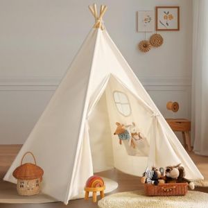 Willwolfer Tente Enfant Interieur Enfants Tipi en Coton Teepee De Jeu Intérieur Et Extérieur | Maison De Jeu Filles Garçons, Tippi Jouet (Wilwolfer Store, neuf)