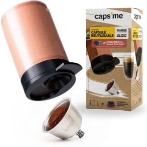CAPS ME - Kit Capsule Rechargeable compatible Nescaf&eacute; Dolce Gusto (1 Shaker + 1 Dosette R&eacute;utilisable en Inox avec Vide-Capsule Int&eacute;gr&eacute;) - &Eacute;conomique et &Eacute;cologique Facile &agrave; remplir et &agrave; Nettoyer (Caps Me, neuf)