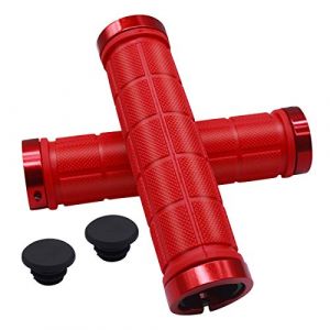 NATUCE 2pcs Poignées de Guidon de vélo 22mm, Poignée de de Bicyclette avec Deux Chapeaux de Guidon, Poignées avec Serrure en Aluminium,Poignée Caoutchouc Cycliste pour BMX VTT Vélo Pliant (Rouge) (Doryum EU, neuf)